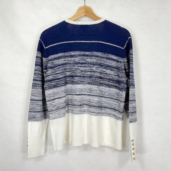 Marble V-Neck Cardigan Soft Preppy Academia Coastal Grandma Chic Boho L - Picture 4 of 7